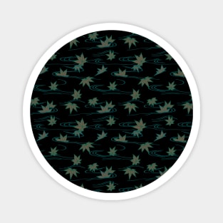 Black momiji - maple leaves seamless geometric pattern Magnet